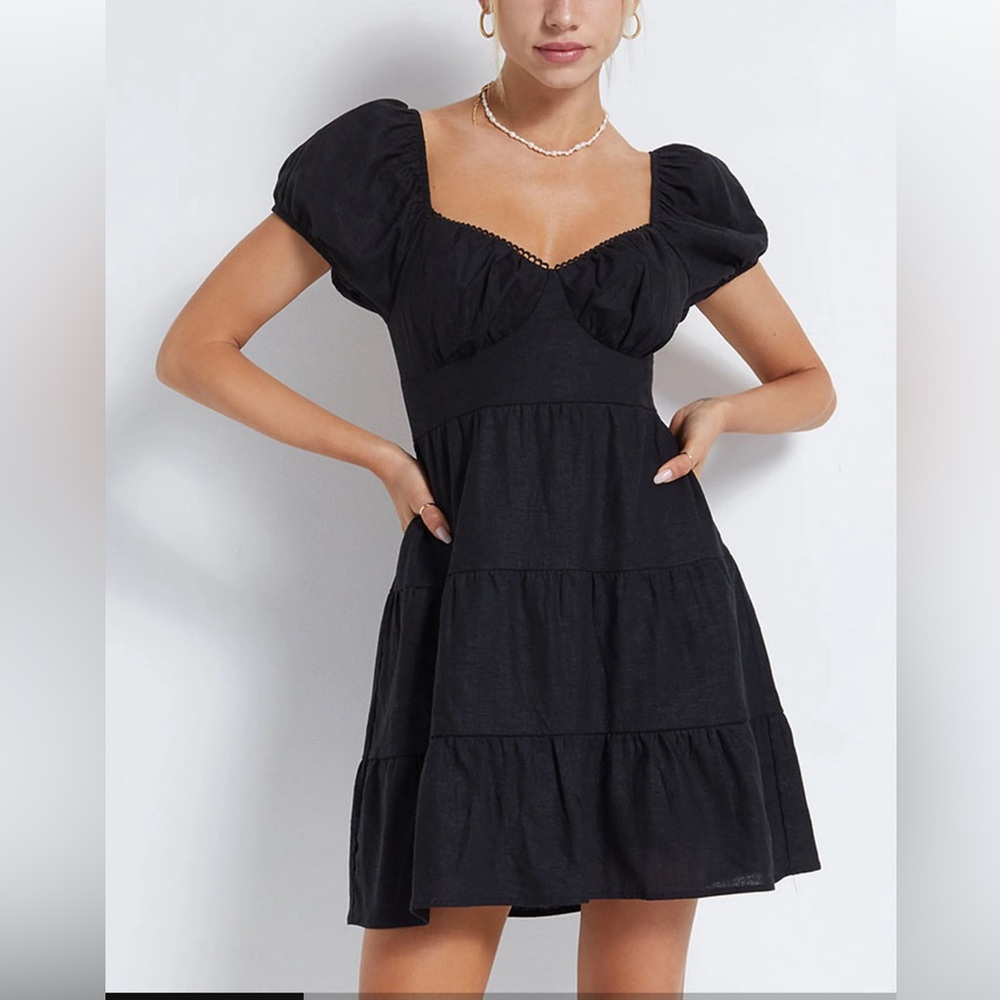 NWT Black LA Hearts Dainty Trim Tie Back Mini Dress